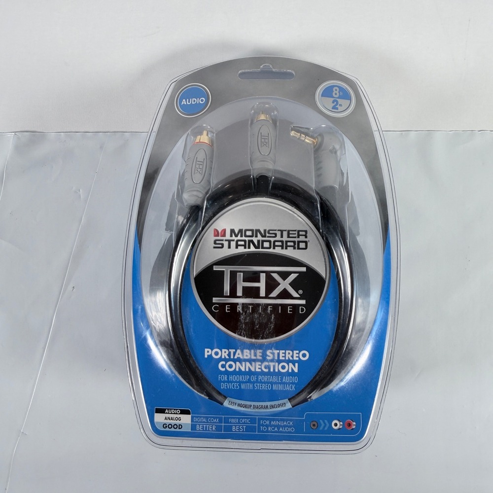 Monster Standard THX Certified Stereo Connection Cable 3.5mm Minijack to RCA 8ft